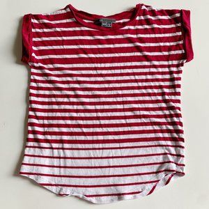 Vince Girls Striped Rolled Short Sleeve Tee Size Small Red White